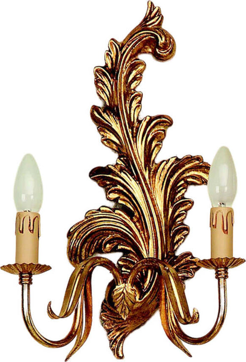 Applique-In-Legno-Classico-Oro-2-Luci-Sinistro-Allocco
