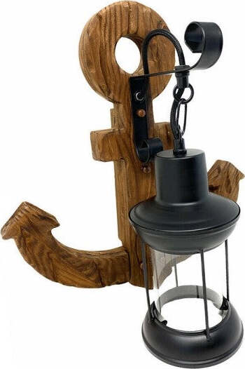 Applique-In-Legno-Con-Base-Ad-Ancora-Lanterna-Country-Lampada-Industrial-E27-E54