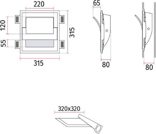 Applique-incasso-Belfiore-9010-ARCADE-X-2402G-LED-wireless-gesso-lampada-parete