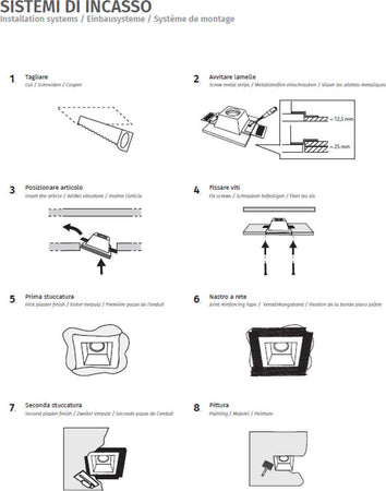 Applique-incasso-Belfiore-9010-ARCADE-X-2402G-LED-wireless-gesso-lampada-parete
