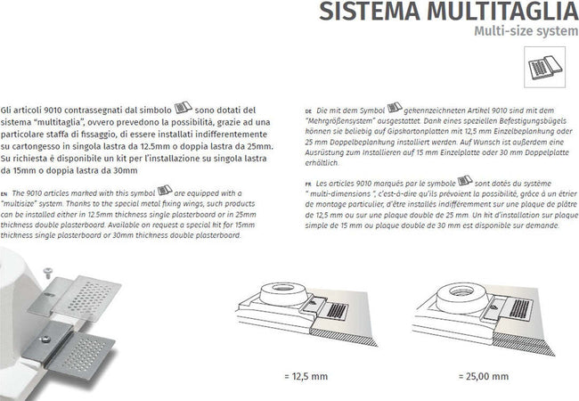 Applique-incasso-Belfiore-9010-ARCADE-X-2402G-LED-wireless-gesso-lampada-parete