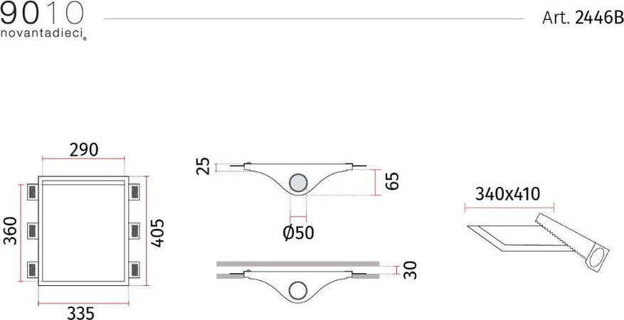 Applique-incasso-Belfiore-9010-SILK-SOFT-2446B-10W-LED-GU10-cristaly-verniciabile-monoemissione