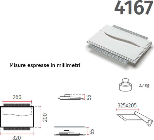 Applique-incasso-gesso-9010-Belfiore-CHIMERA-4167.3004-LED-SISTEMA-WIRELESS-lampada-parete-cartongesso-muro