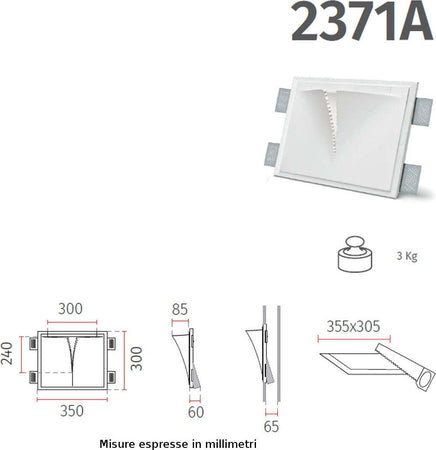 Applique-incasso-gesso-Belfiore-9010-SPAKKO-ZIG-2371A-35-GU10-LED-lampada-parete-cartongesso-muratura
