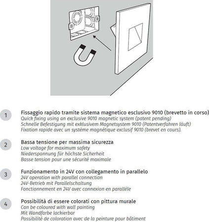 Applique-incasso-gesso-Belfiore-9010-TRAVIATA-BIG-4205C-3000-LED-24V-scatola-504-cristaly