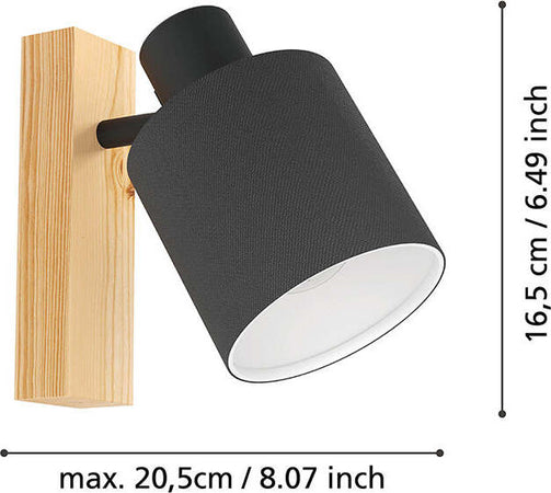 Applique-Industrial-Batallas-1-Luce-Legno-Marrone-E-Nero