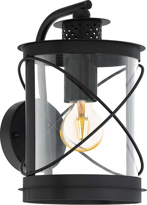 Applique-Industrial-Da-Esterno-Hilburn-1-Luce-Acciaio-Zincato-Nero