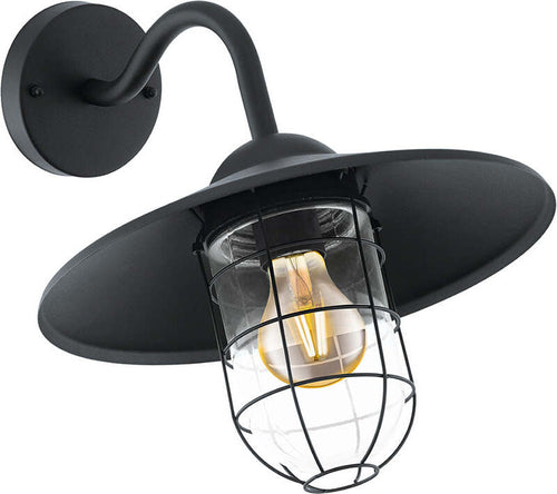 Applique-Industrial-Da-Esterno-Melgoa-1-Luce-Acciaio-Zincato-Nero