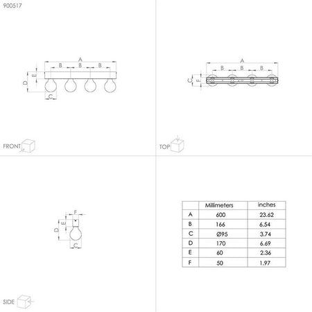 Applique-Industrial-Guanal-4-Luci-Alluminio-Nero