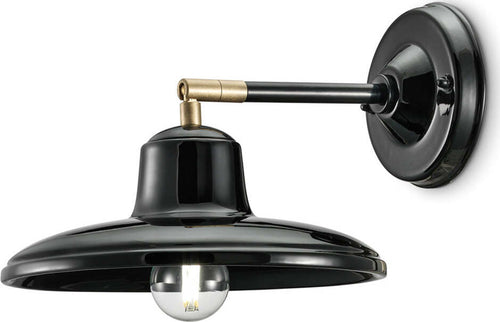 Applique-Industrial-Minimal-Nordico-B&W-Metallo-Smaltato-Nero-1-Luce-E14