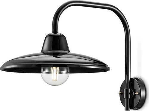 Applique-Industrial-Minimal-Nordico-B&W-Metallo-Smaltato-Nero-1-Luce-E27