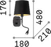 Applique-Industrial-Minimal-Nordik-Metallo-Nero-2-Luci-E14-1,5W-K-Luce