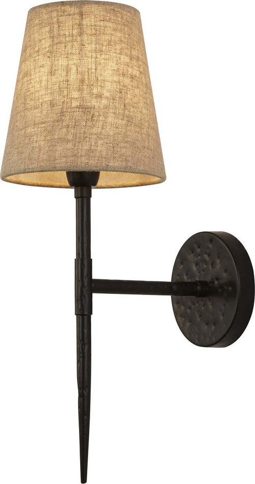 Applique-Industrial-Nordico-Gotico-Acciaio-Nero-Tessuto-1-Luce-E14