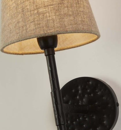 Applique-Industrial-Nordico-Gotico-Acciaio-Nero-Tessuto-1-Luce-E14