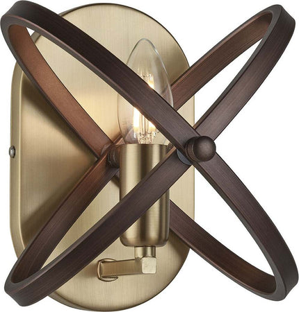 Applique-Industrial-Nordico-Hoopla-Acciaio-Bronzo-Marrone-1-Luce-E14