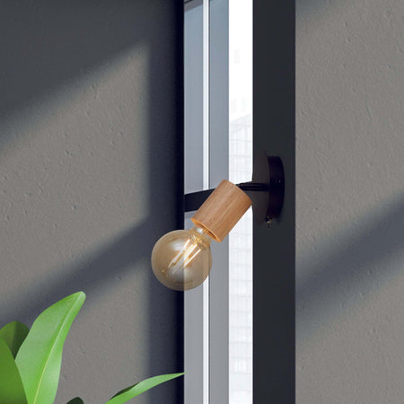 Applique-Industrial-Nordico-Spinoso-Acciaio-Nero-Marrone-1-Luce-E27
