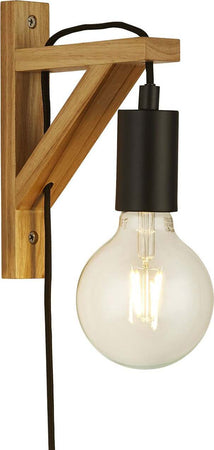 Applique-Industrial-Nordico-Tribeca-Acciaio-Marrone-Legno-Nero-1-Luce-E27