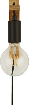 Applique-Industrial-Nordico-Tribeca-Acciaio-Marrone-Legno-Nero-1-Luce-E27