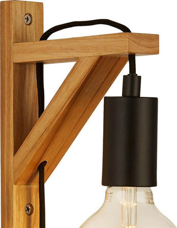 Applique-Industrial-Nordico-Tribeca-Acciaio-Marrone-Legno-Nero-1-Luce-E27