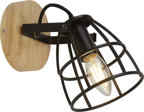 Applique-Industrial-Nordico-Visione-Acciaio-Nero-Marrone-1-Luce-E14