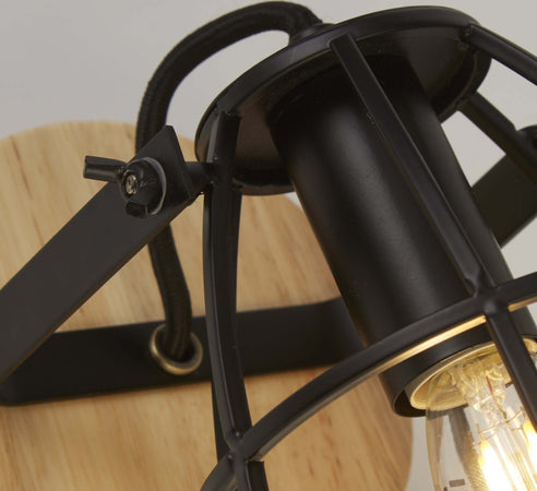 Applique-Industrial-Nordico-Visione-Acciaio-Nero-Marrone-1-Luce-E14