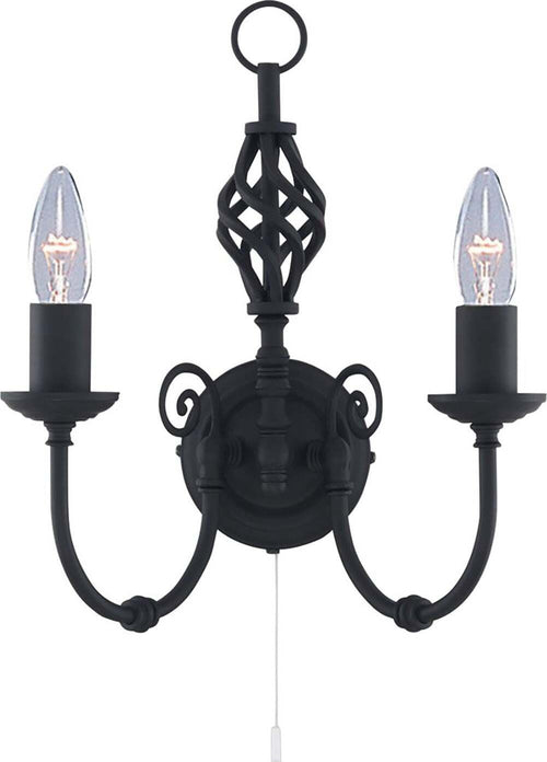 Applique-Industrial-Nordico-Zanzibar-Acciaio-Nero-2-Luci-E14
