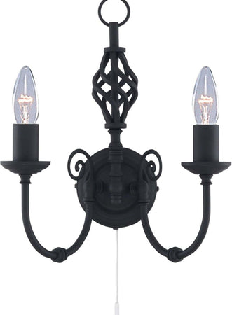 Applique-Industrial-Nordico-Zanzibar-Acciaio-Nero-2-Luci-E14