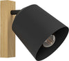 Applique-Industrial-Pappagallo-1-Luce-Legno-Marrone-E-Nero
