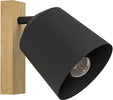 Applique-Industrial-Pappagallo-1-Luce-Legno-Marrone-E-Nero