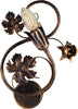 Applique-Iris-1-Luce-Arte-Povera-Con-Foglie-In-Ferro-Marrone-E-Oro