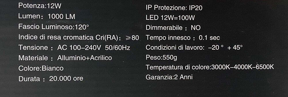 Applique Lampada Da Parete Luce Led Moderna 12 Watt Luce 4000k 6500k 3000k E59-b Casa, arredamento e bricolage > Illuminazione da interno > Applique per interno Trade Shop italia - Napoli, Commerciovirtuoso.it