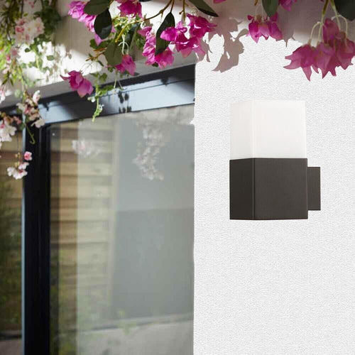 Applique Lampada Da Parete Muro Interno Esterno Portalampada E27 Ip44 Cubo Nero