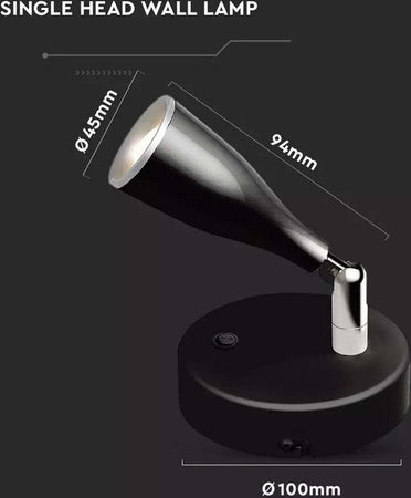 Applique Lampada Led Da Parete Con Interruttore Carcassa Nera 4000K Testa Orientabile IP20 4,5W SKU-8678 Illuminazione/Illuminazione per interni/Illuminazioni per pareti/Applique Scontolo.net - Potenza, Commerciovirtuoso.it