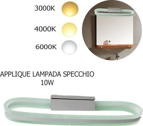 Applique Lampada Moderno Da Parete Muro Specchio 10w Bagno 50 Led 2835 Smd Luce Applique per interno Trade Shop italia - Napoli, Commerciovirtuoso.it