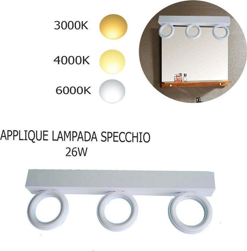 Applique Lampada Moderno Da Parete Muro Specchio 26w Bagno 135 Led 2835 Smd Luce Applique per interno Trade Shop italia - Napoli, Commerciovirtuoso.it