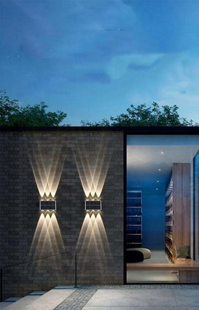 APPLIQUE-LAMPADA-SOLARE-8/10/12-LED-MURO-PARETE-IP65-BIDIREZIONALE-SWITCH-luce-calda-e-fredda