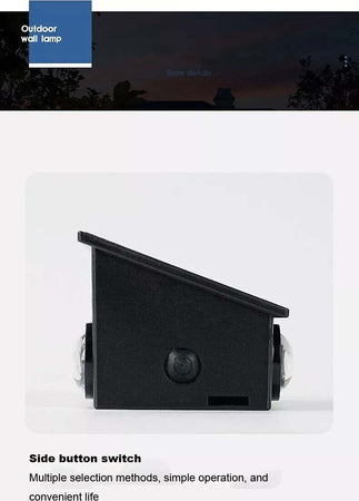 APPLIQUE-LAMPADA-SOLARE-8/10/12-LED-MURO-PARETE-IP65-BIDIREZIONALE-SWITCH-luce-calda-e-fredda