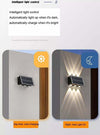 APPLIQUE-LAMPADA-SOLARE-8/10/12-LED-MURO-PARETE-IP65-BIDIREZIONALE-SWITCH-luce-calda-e-fredda