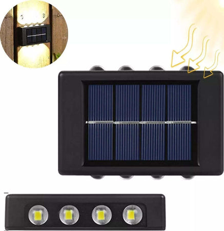 APPLIQUE-LAMPADA-SOLARE-8/10/12-LED-MURO-PARETE-IP65-BIDIREZIONALE-SWITCH-luce-calda-e-fredda