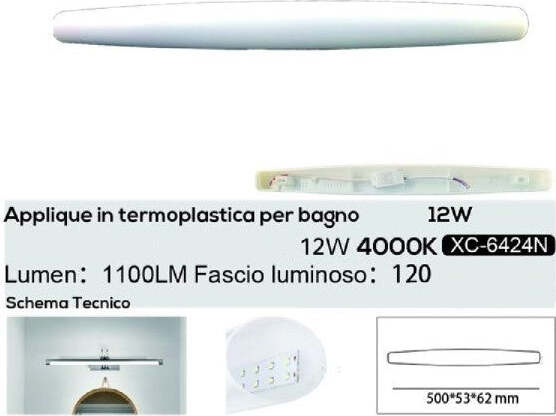 Applique Led 12 Watt Ip20 Per Specchio Bagno Luce Calda Naturale Fredda Xc-6424 Illuminazione/Illuminazione per interni/Illuminazioni per pareti/Applique Trade Shop italia - Napoli, Commerciovirtuoso.it