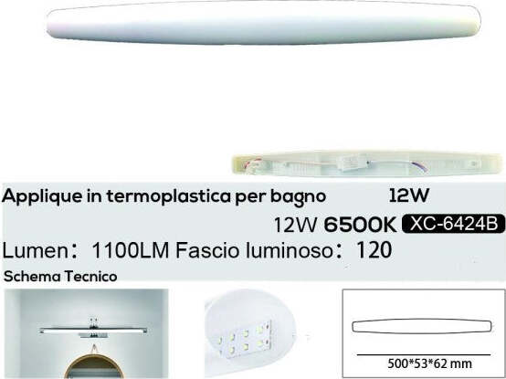 Applique Led 12 Watt Ip20 Per Specchio Bagno Luce Calda Naturale Fredda Xc-6424 Illuminazione/Illuminazione per interni/Illuminazioni per pareti/Applique Trade Shop italia - Napoli, Commerciovirtuoso.it