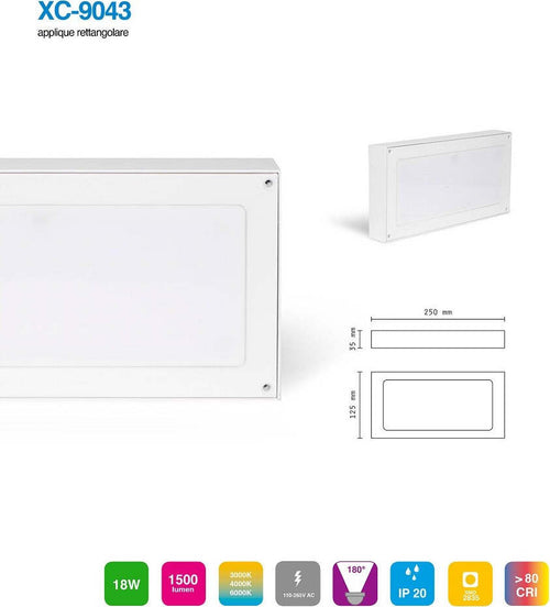 Applique Led 18 W Slim A Parete Rettangolare Luce Naturale Fredda Calda Xc-9043 Casa, arredamento e bricolage > Illuminazione da interno > Applique per interno Trade Shop italia - Napoli, Commerciovirtuoso.it