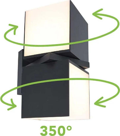 Applique Led 24W Doppio Cubo Luce Regolabile Lampada Nera ip65 Illuminazione/Illuminazione per interni/Illuminazioni per pareti/Applique Zencoccostore - Formia, Commerciovirtuoso.it