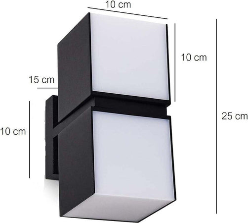 Applique Led 24W Doppio Cubo Luce Regolabile Lampada Nera ip65 Illuminazione/Illuminazione per interni/Illuminazioni per pareti/Applique Zencoccostore - Formia, Commerciovirtuoso.it