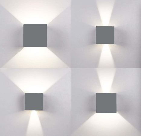 Applique Led Cubo Grigio Lampada Da Parete 5w 750lmn Luce Regolabile Updown Ip65 Applique per interno Trade Shop italia - Napoli, Commerciovirtuoso.it