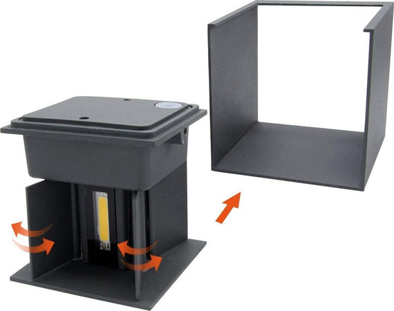 Applique Led Cubo Grigio Lampada Da Parete 5w 750lmn Luce Regolabile Updown Ip65 Applique per interno Trade Shop italia - Napoli, Commerciovirtuoso.it