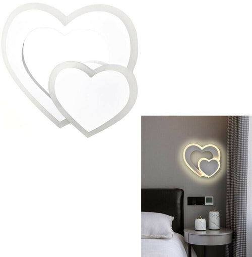 Applique Led Cuore In Vetro 2 Cuori Luce Calda Lampada Da Parete 12 W Universo
