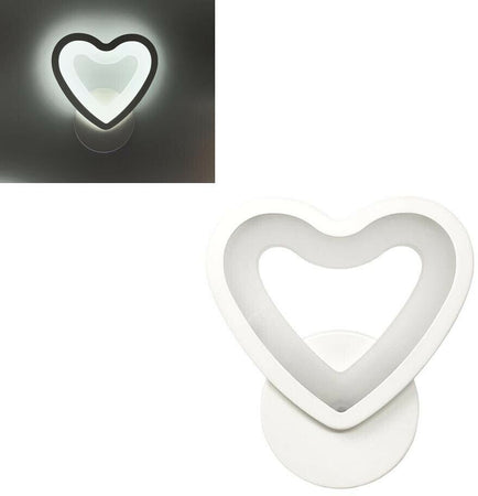 Applique Led Cuore In Vetro A Parete Lampada Luce Bianca 6500k 6 W Universo