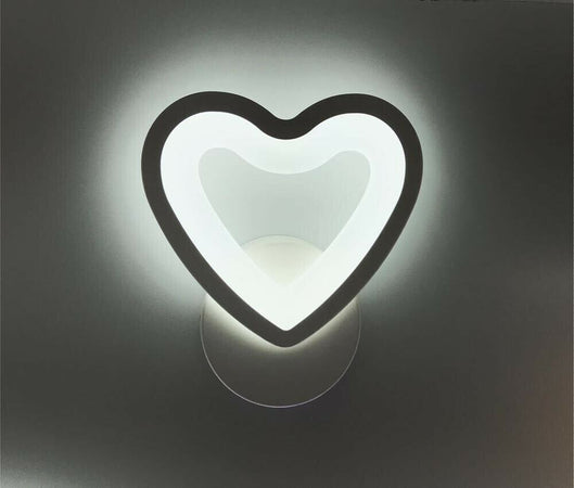 Applique Led Cuore In Vetro A Parete Lampada Luce Bianca 6500k 6 W Universo