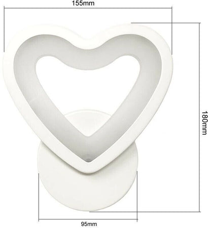 Applique Led Cuore In Vetro A Parete Lampada Luce Bianca 6500k 6 W Universo